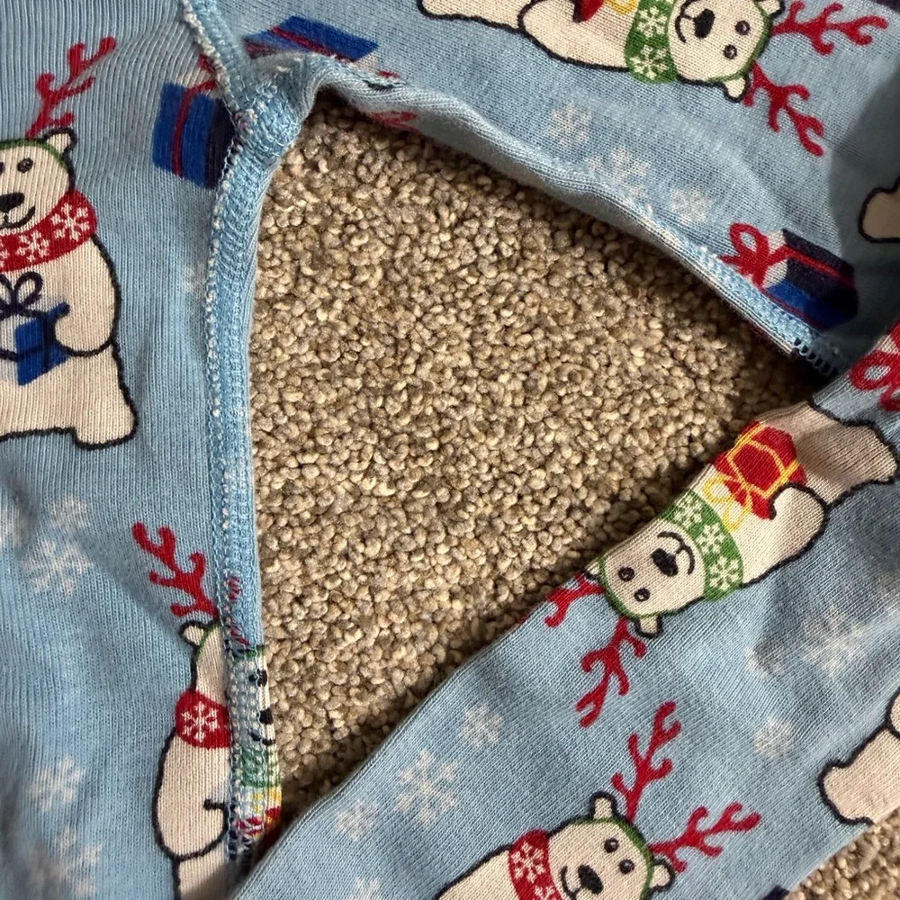 Hanna Andersson Long John Pajamas in Organic Cotton Beary Merry Blue Size 6-7
